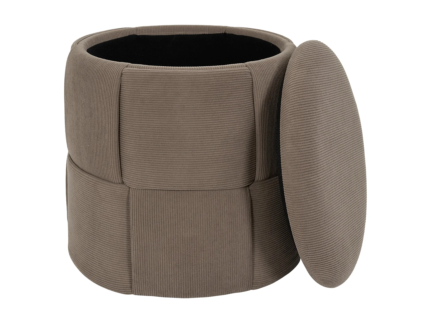 Pouf Rangement - HOME DECO FACTORY - Jules - Tressé - Côtelé - Taupe