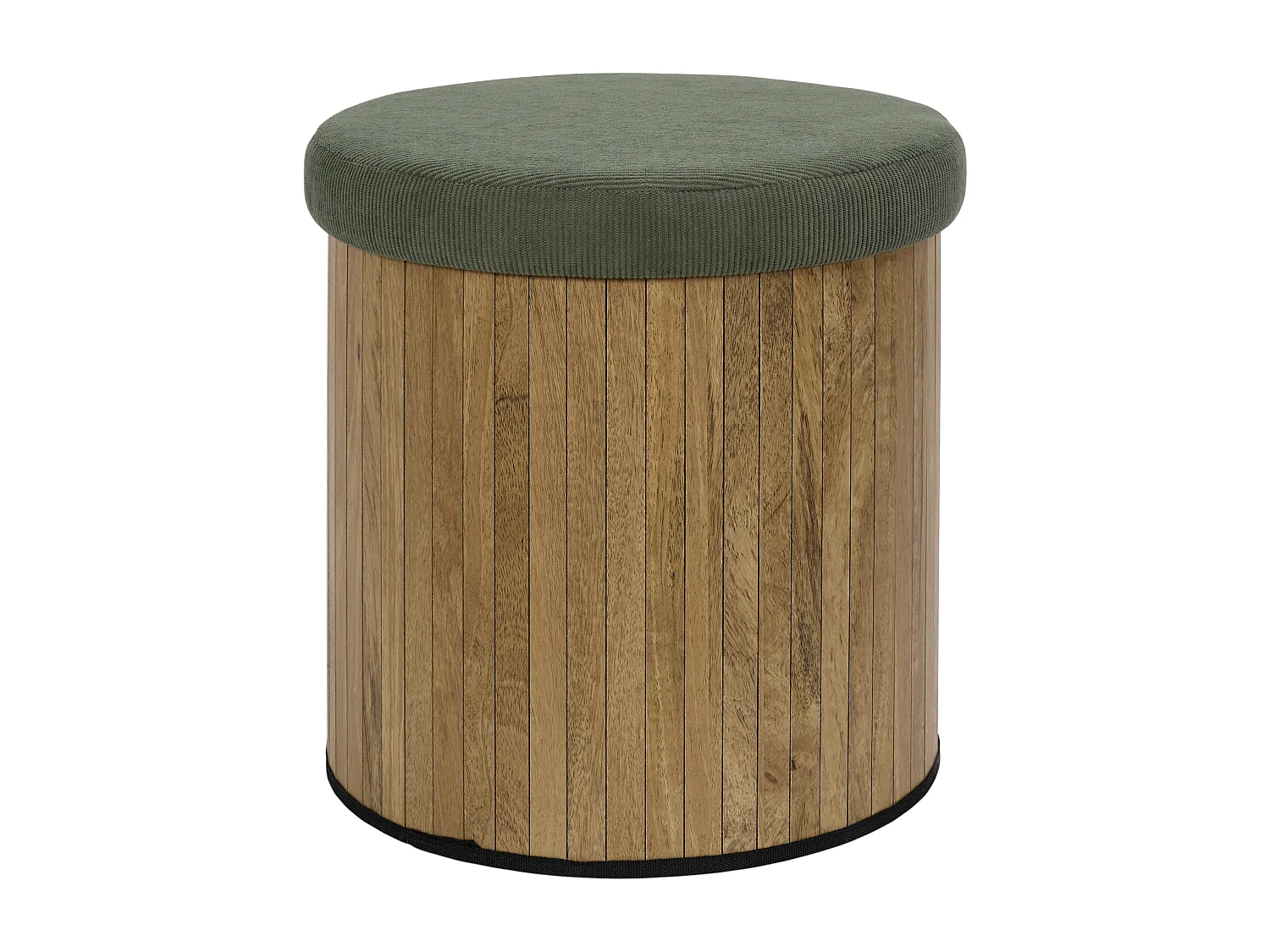Pouf - HOME DECO FACTORY - Jules - Rond - Côtelé - Vert
