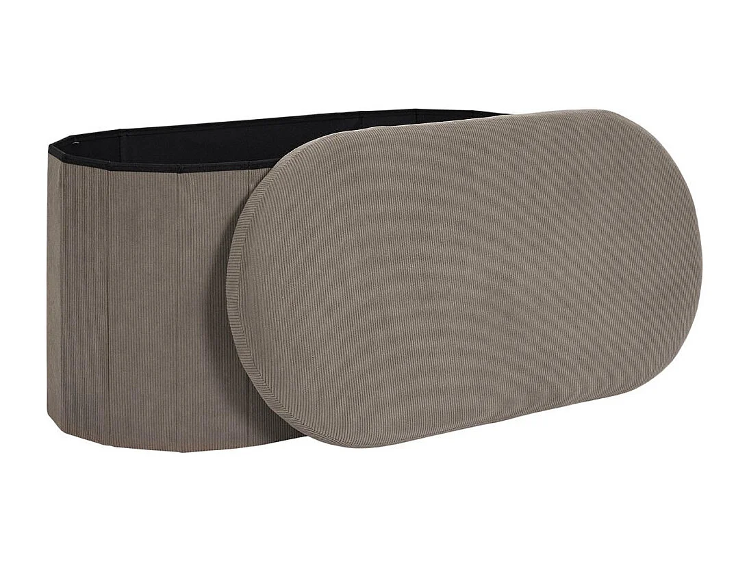 Coffre Banc Pliable - HOME DECO FACTORY - Jules - Tissu Côtelé - Marron