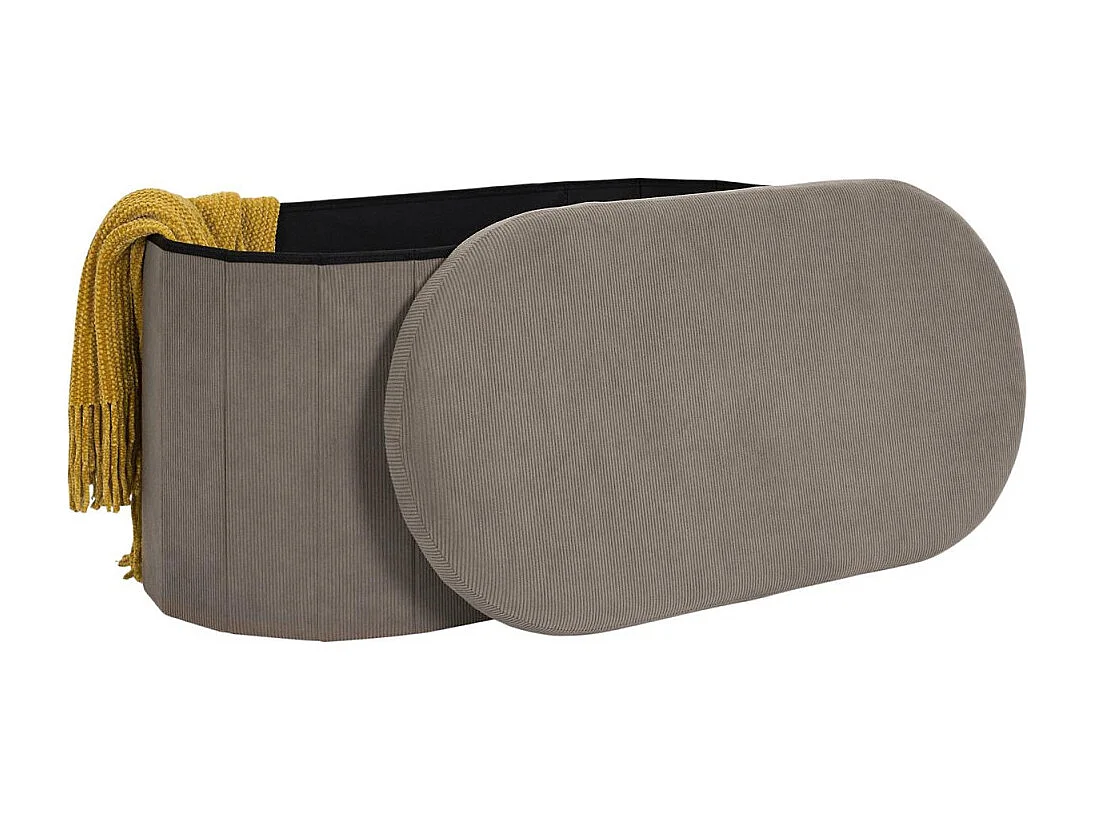 Coffre Banc Pliable - HOME DECO FACTORY - Jules - Tissu Côtelé - Marron