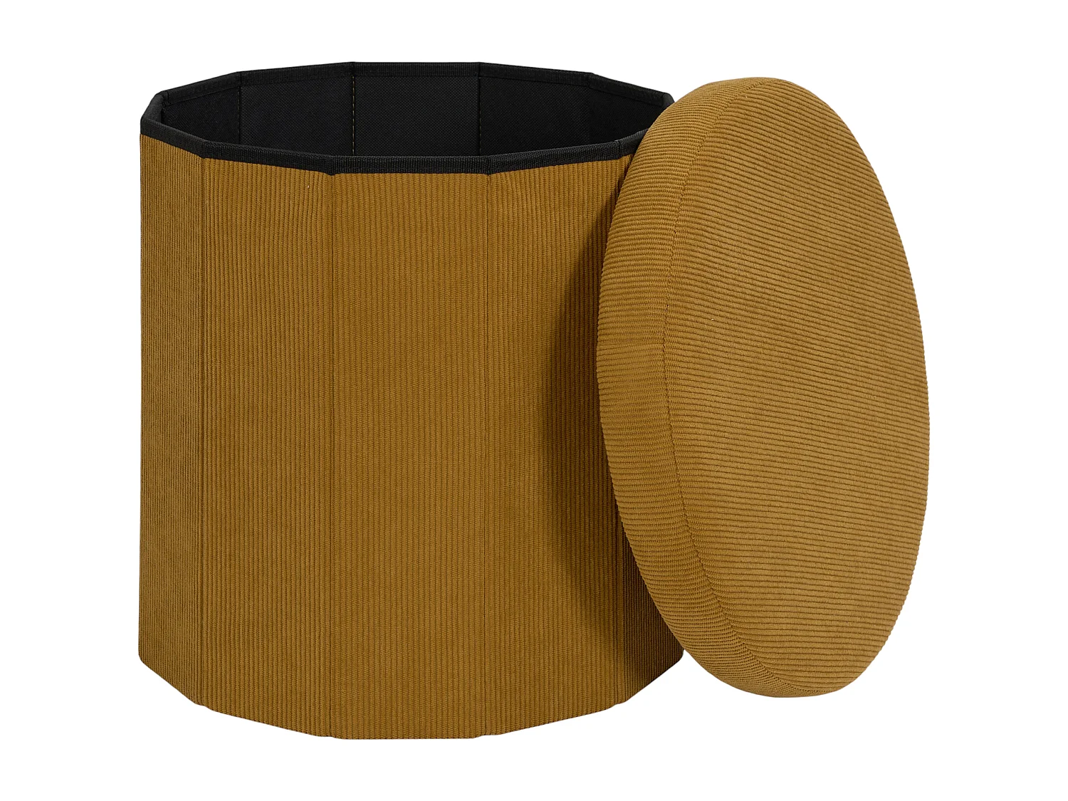 Coffre Pouf Pliable - HOME DECO FACTORY - Jules - Côtelé - Jaune