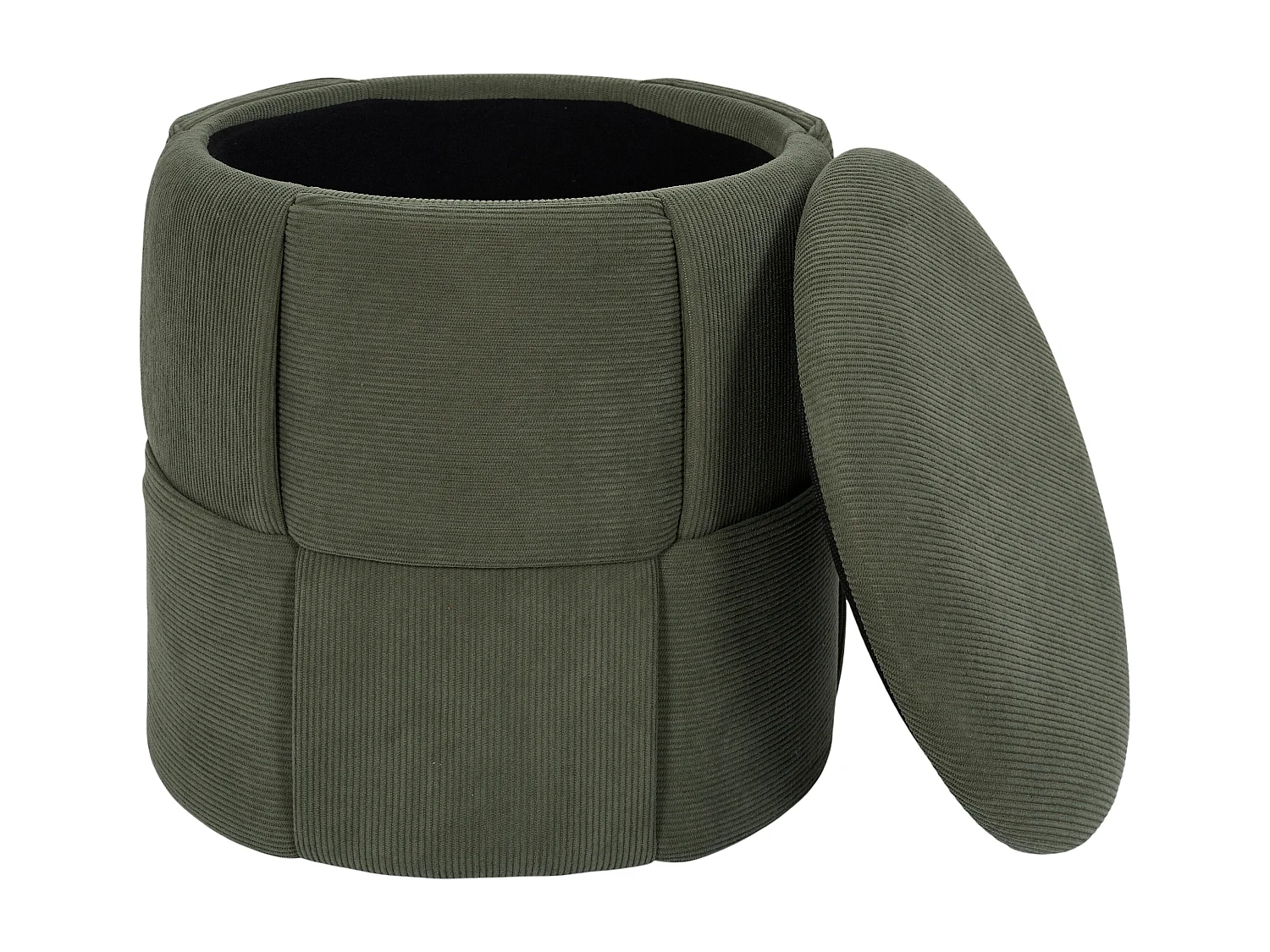 Pouf - HOME DECO FACTORY - Jules - Rangement - Tressé - Côtelé - Vert