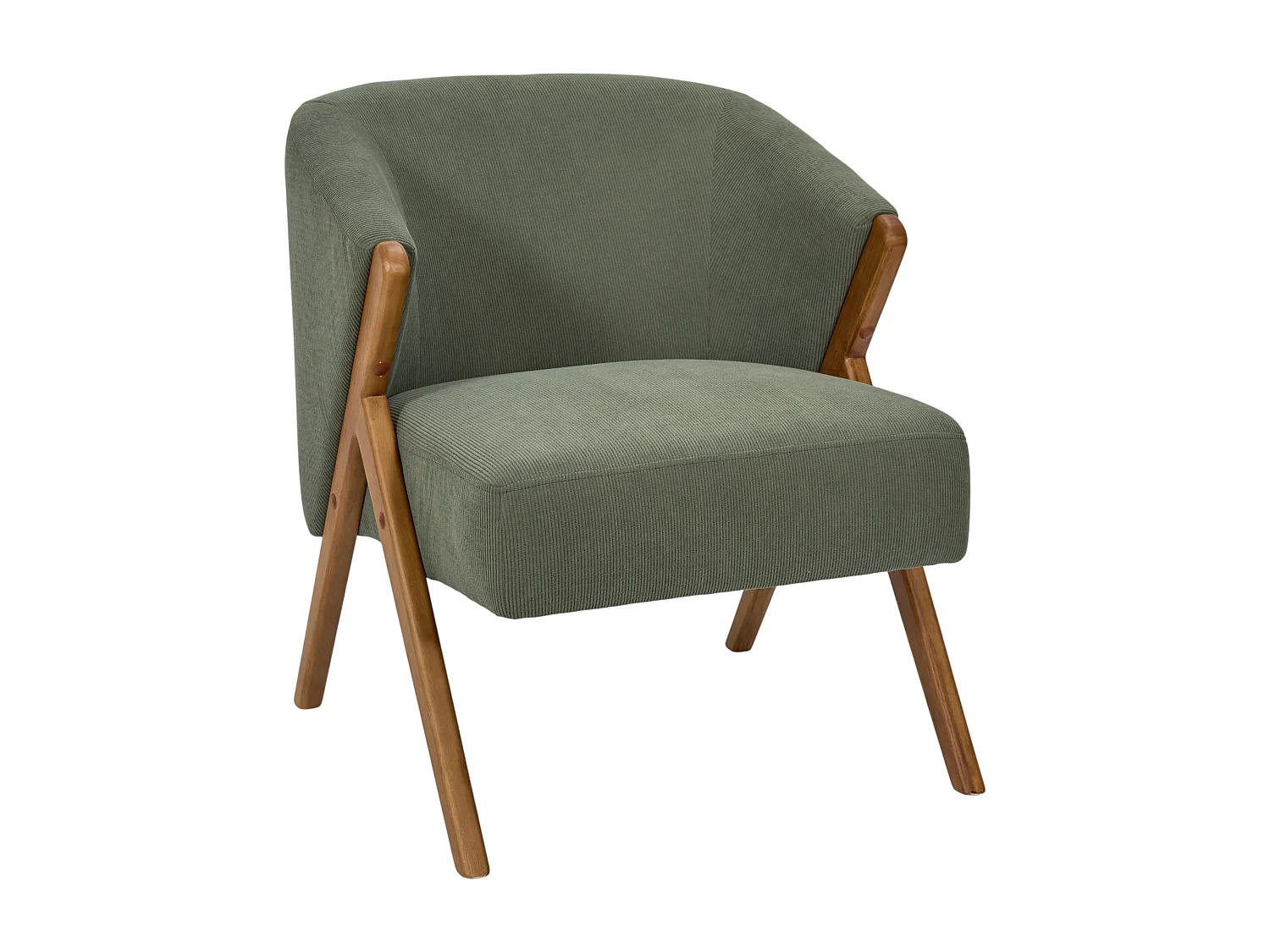 Fauteuil - HOME DECO FACTORY - Jules - Rétro Chic - Côtelé - Vert