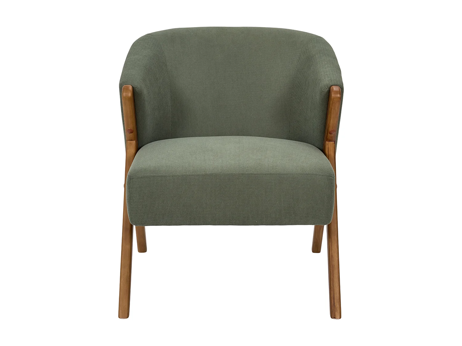 Fauteuil - HOME DECO FACTORY - Jules - Rétro Chic - Côtelé - Vert