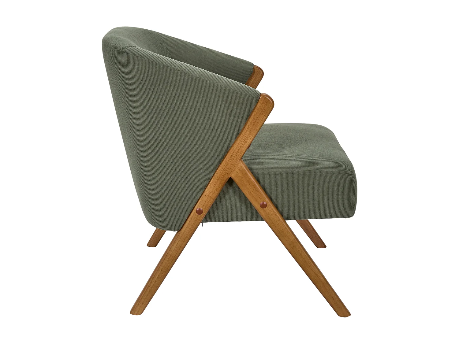 Fauteuil - HOME DECO FACTORY - Jules - Rétro Chic - Côtelé - Vert