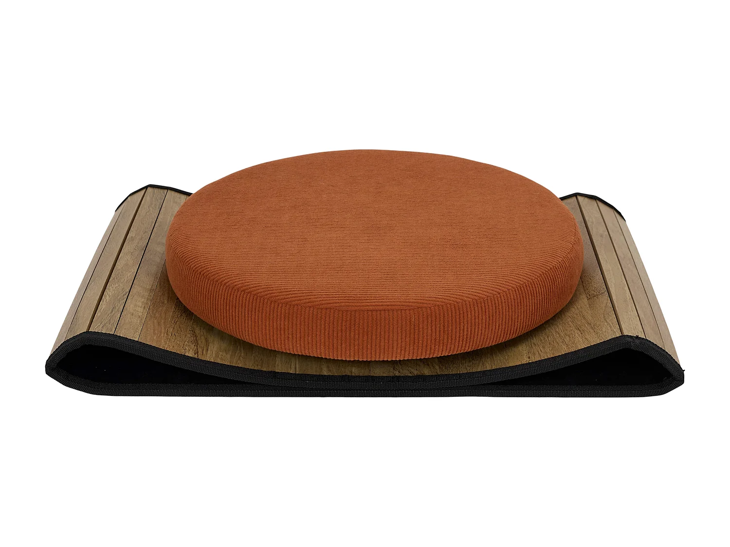 Pouf - HOME DECO FACTORY - Jules - Rond - Côtelé - Rouge