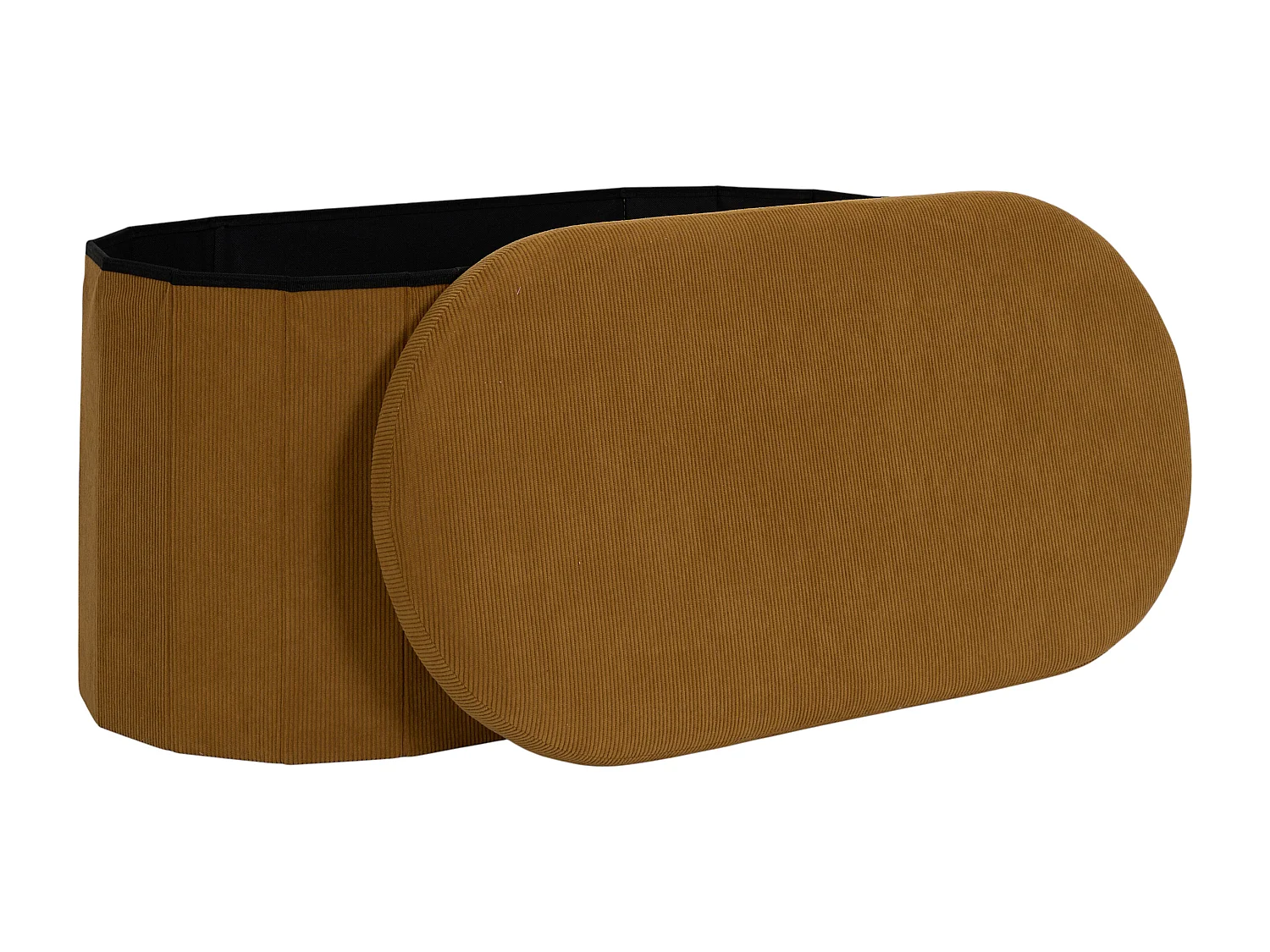 Coffre Banc Pliable - HOME DECO FACTORY - Jules - Tissu Côtelé - Jaune