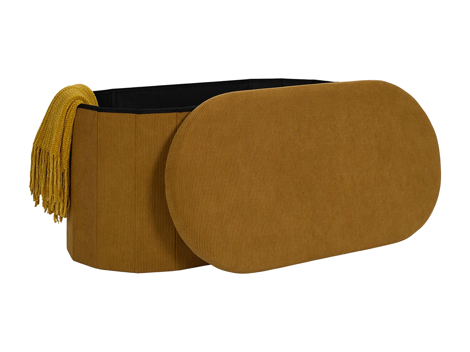 Coffre Banc Pliable - HOME DECO FACTORY - Jules - Tissu Côtelé - Jaune