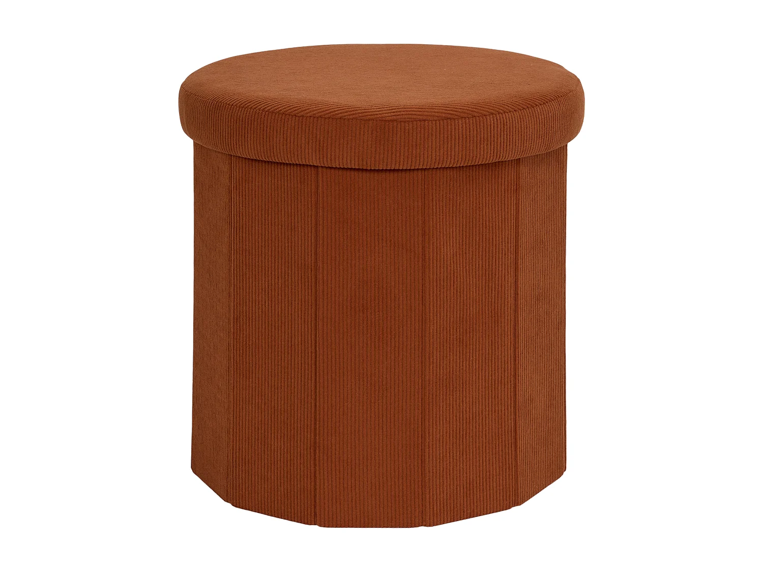 Coffre Pouf Pliable - HOME DECO FACTORY - Jules - Côtelé - Terracotta