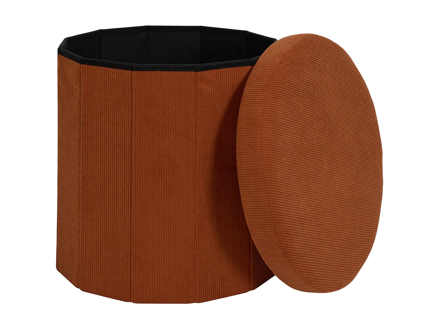 Coffre Pouf Pliable - HOME DECO FACTORY - Jules - Côtelé - Terracotta