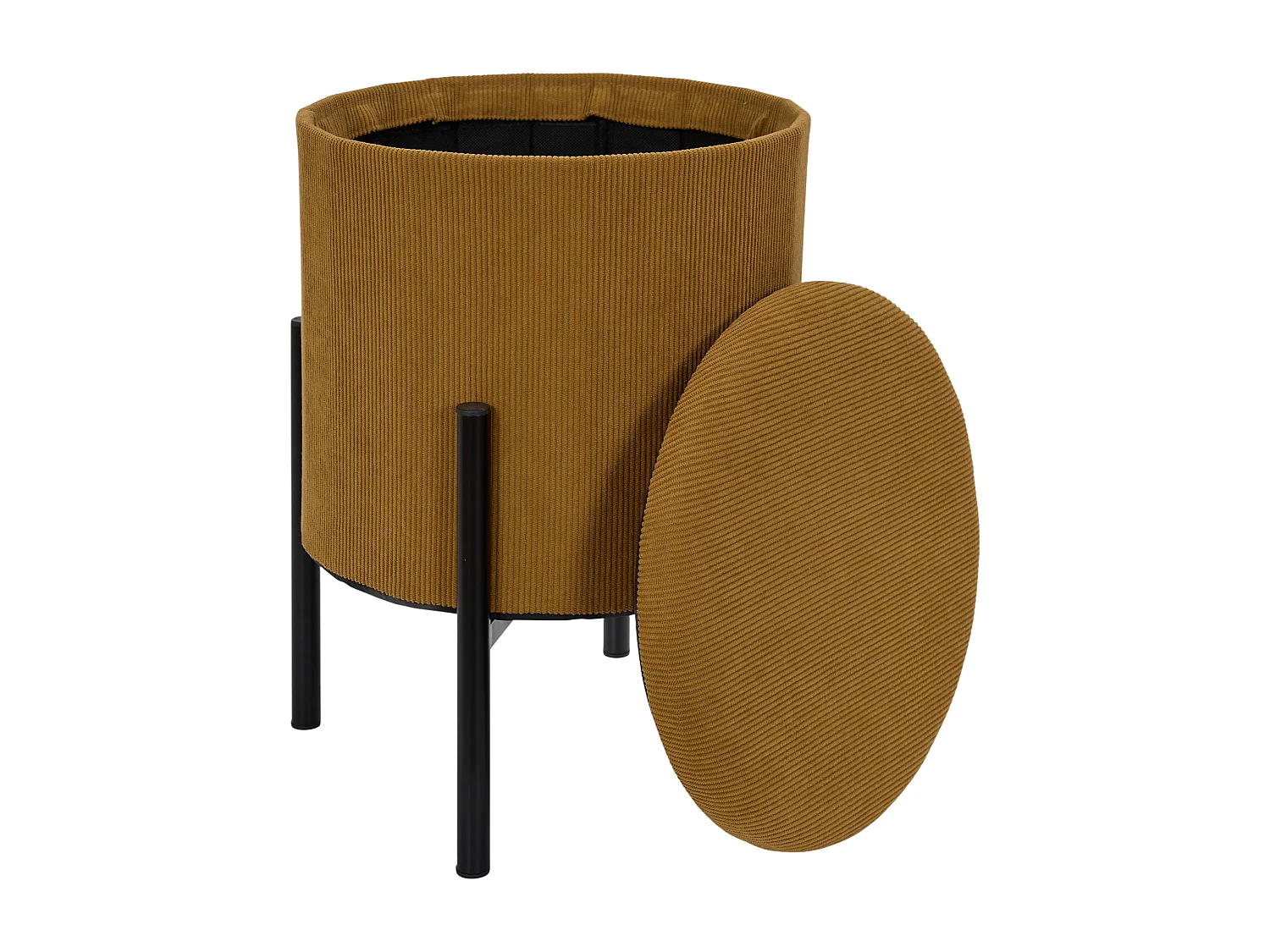 Lot de 4 Poufs - HOME DECO FACTORY - Jules - Rangement - Côtelé - Jaune