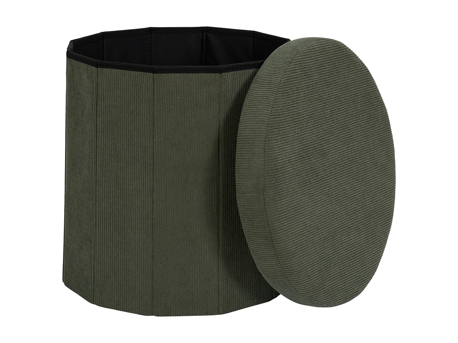 Coffre Pouf Pliable - HOME DECO FACTORY - Jules - Côtelé - Vert