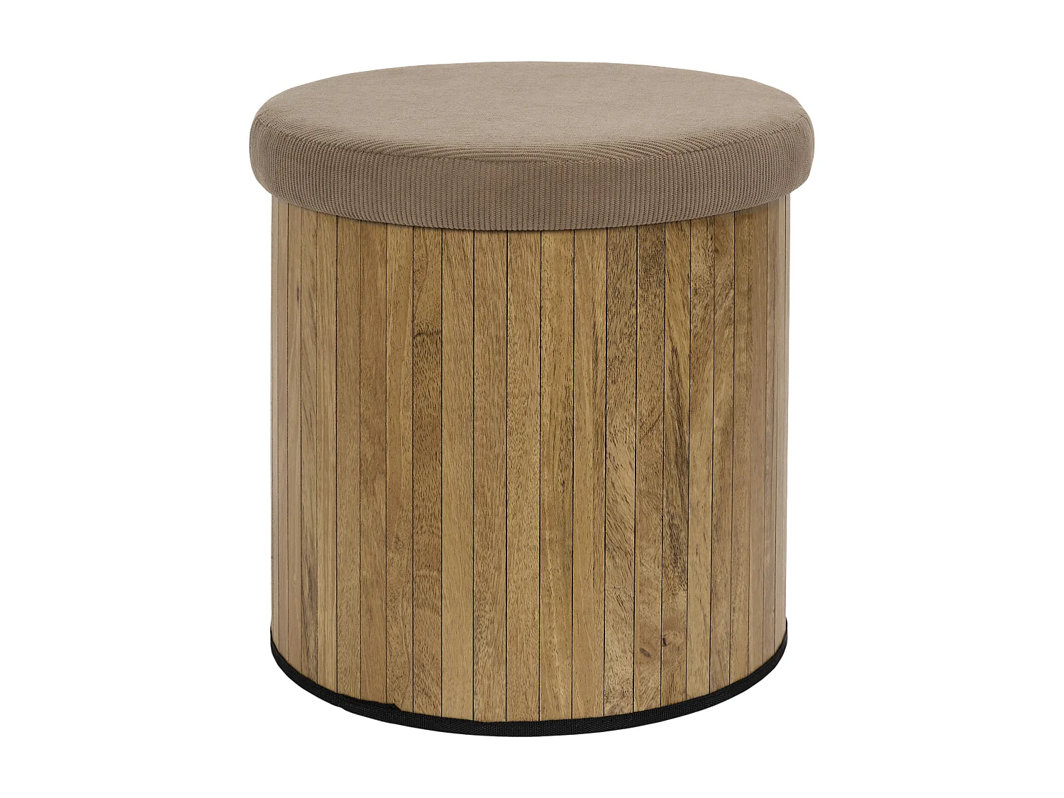 Pouf - HOME DECO FACTORY - Jules - Pliable - Côtelé - Marron