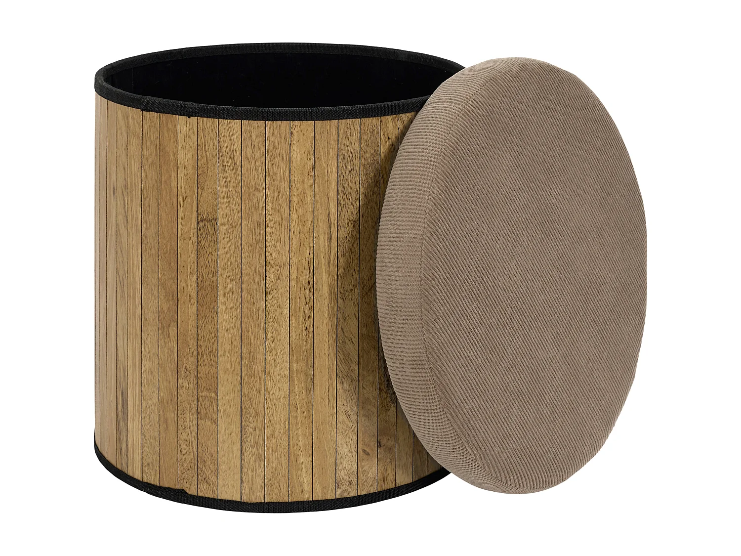 Pouf - HOME DECO FACTORY - Jules - Pliable - Côtelé - Marron