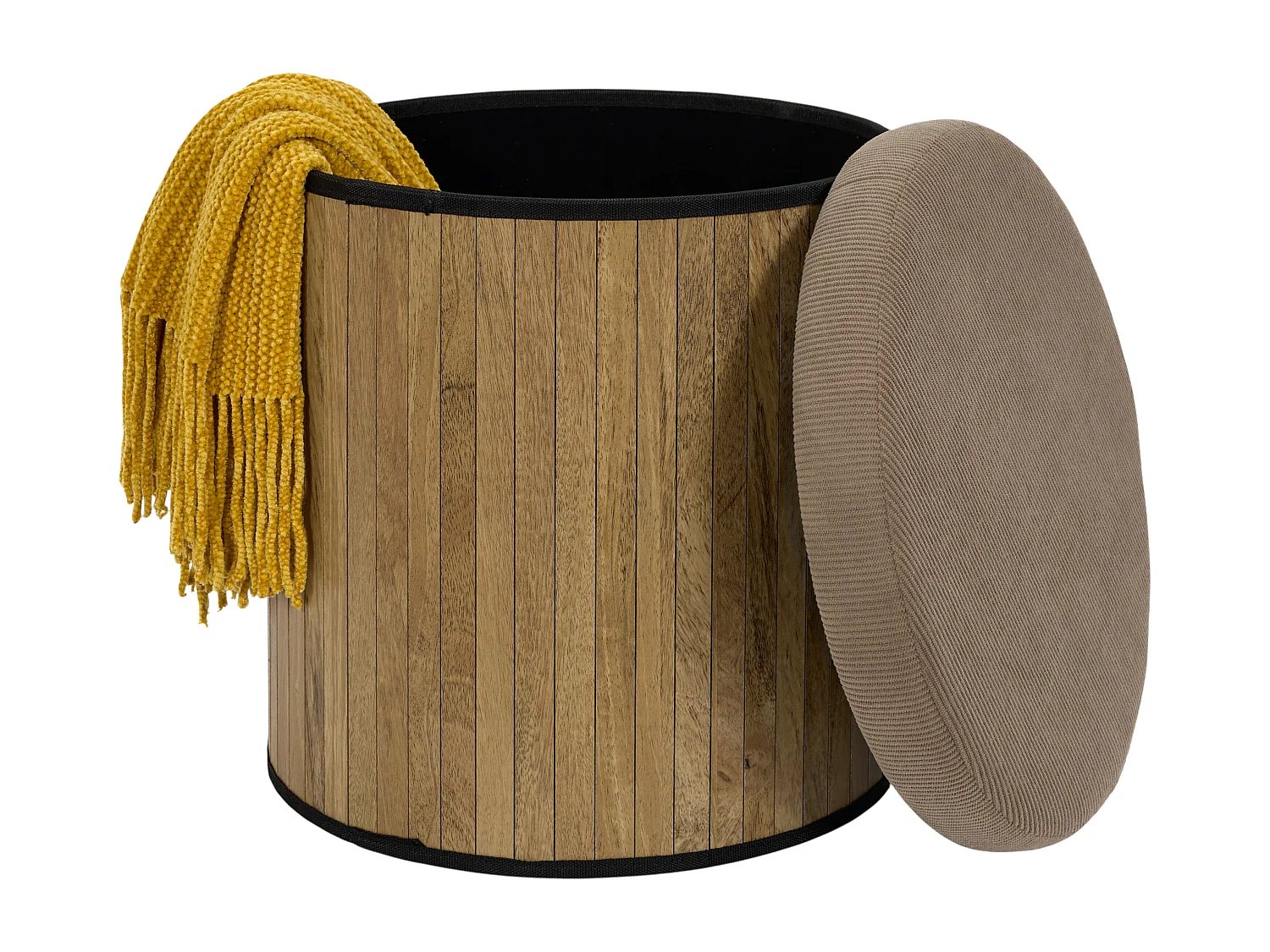 Pouf - HOME DECO FACTORY - Jules - Pliable - Côtelé - Marron