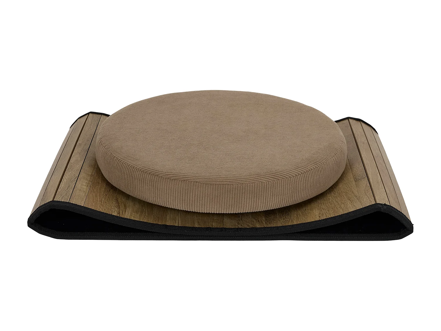 Pouf - HOME DECO FACTORY - Jules - Pliable - Côtelé - Marron