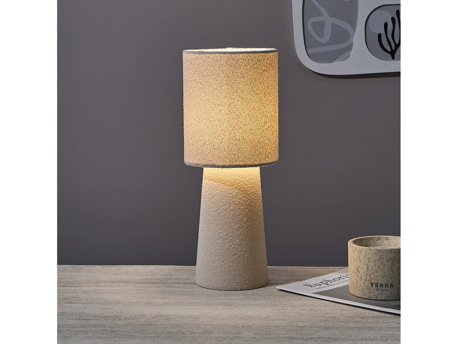 Lampe - HOME DECO FACTORY - Velours - Élégante - Beige