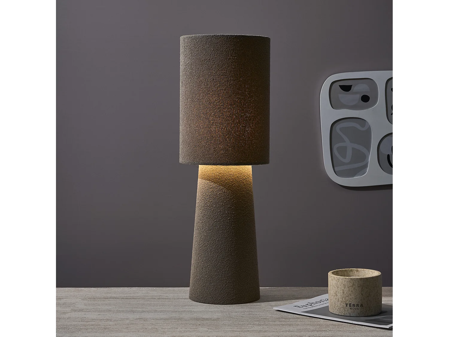Lampe - HOME DECO FACTORY - Velours - Taupe - Gris