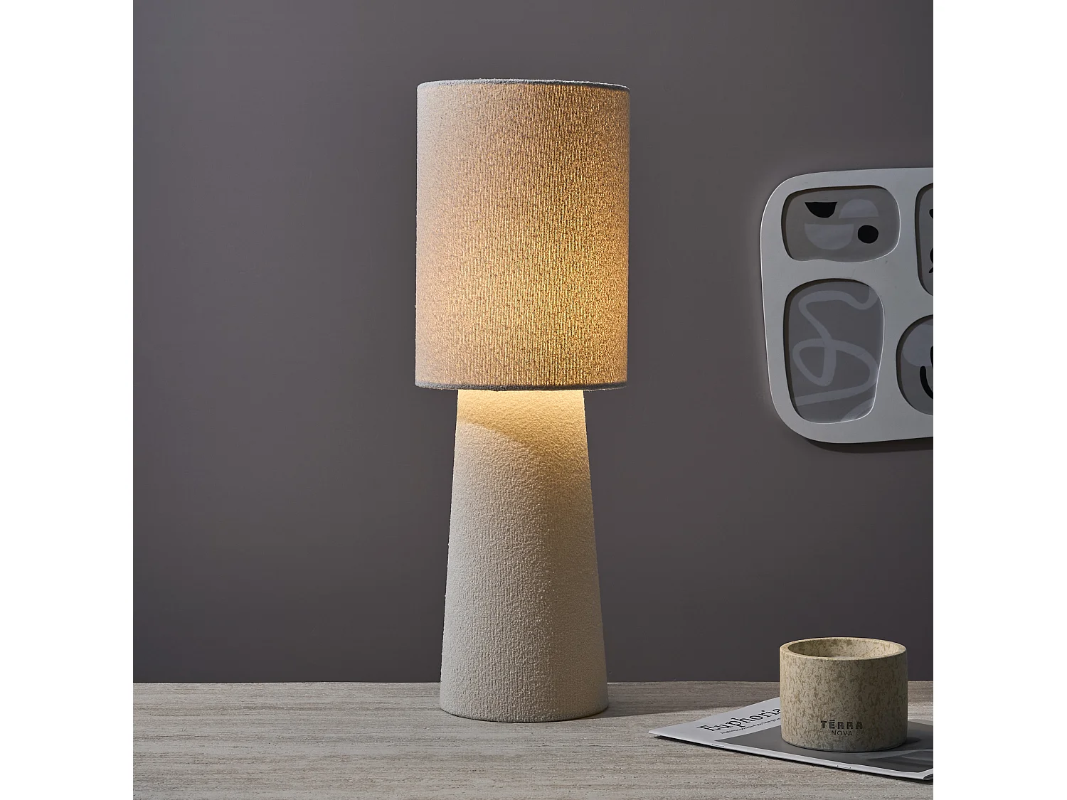 Lampe - HOME DECO FACTORY - Velours - Élégante - Beige