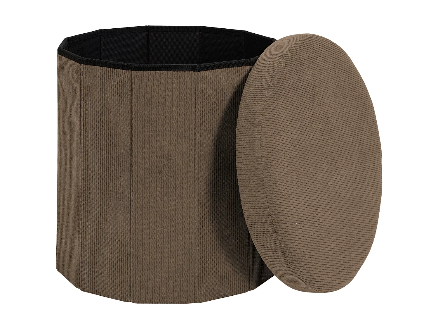 Coffre Pouf Pliable - HOME DECO FACTORY - Jules - Côtelé - Taupe