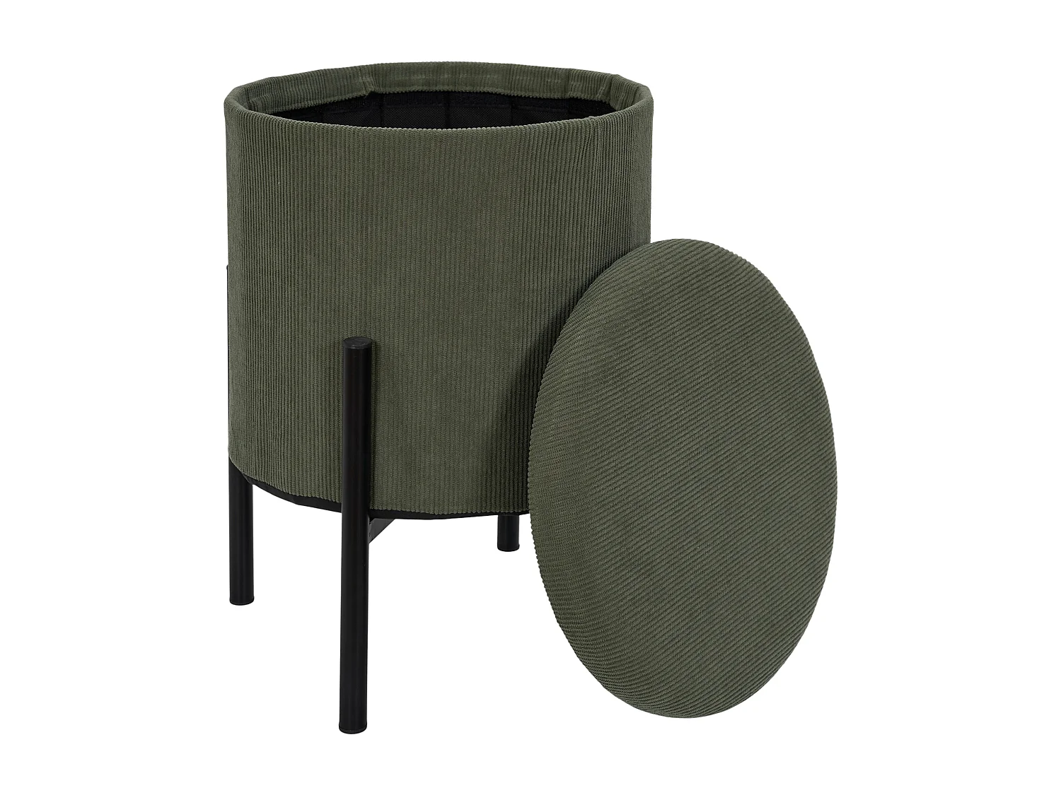 Lot de 4 Poufs - HOME DECO FACTORY - Jules - Rangement - Côtelé - Vert