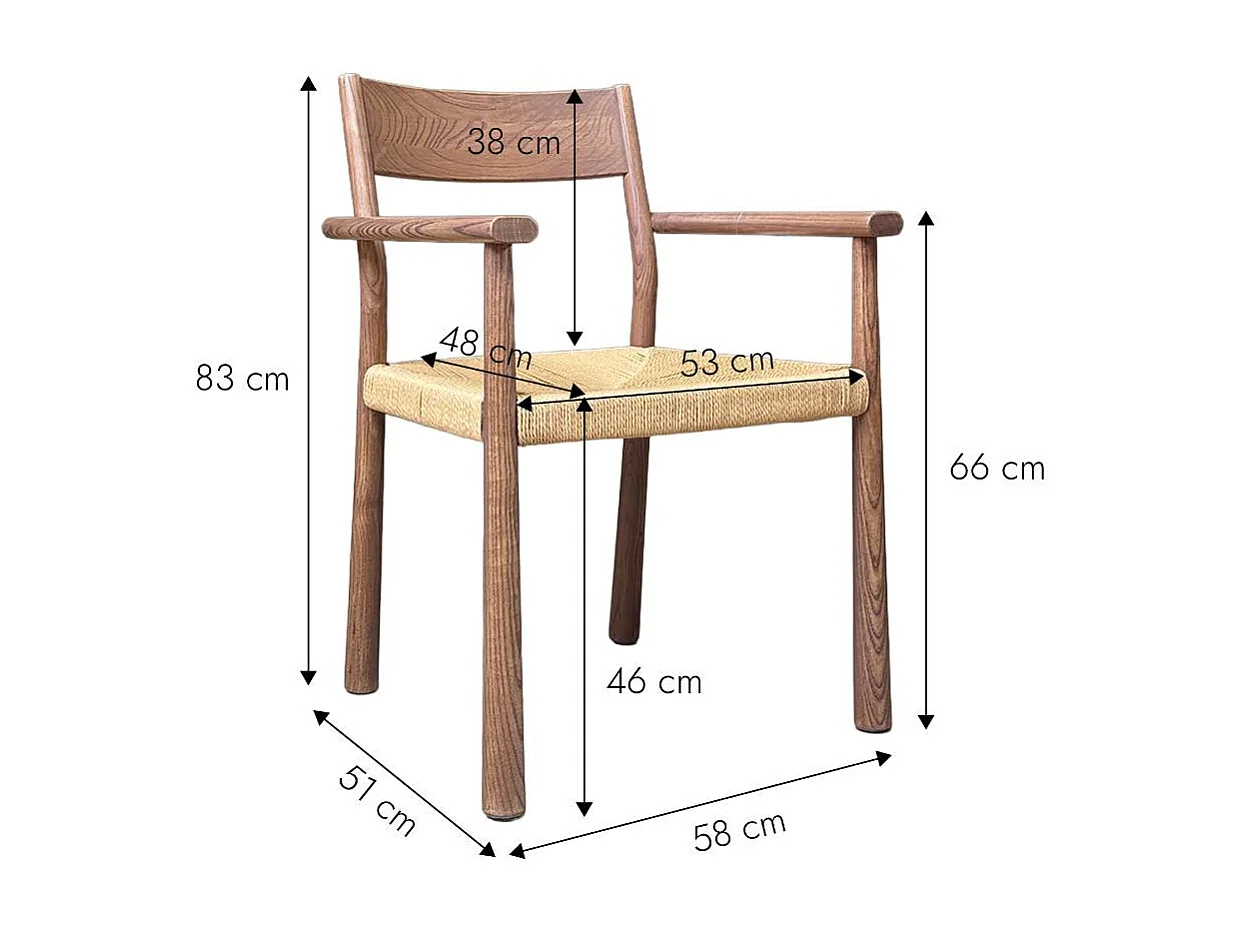 Chaise en bois d'orme et en cordes Lioria