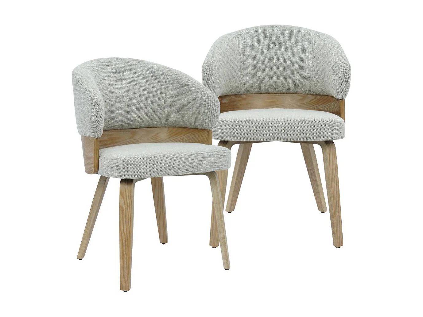 Chaise en bois de sapin et tissu gris chiné Milas (lot de 2)