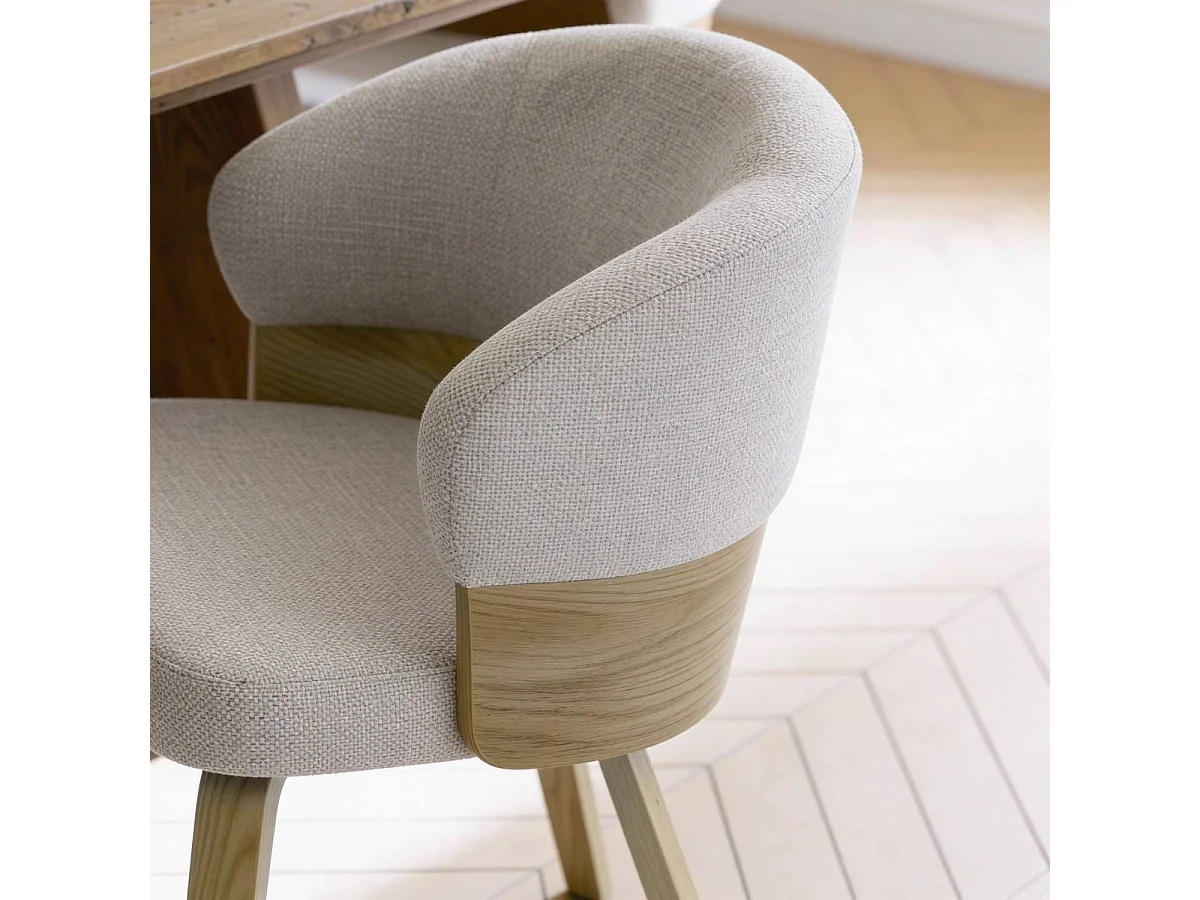 Chaise en bois de sapin et tissu gris chiné Milas (lot de 2)