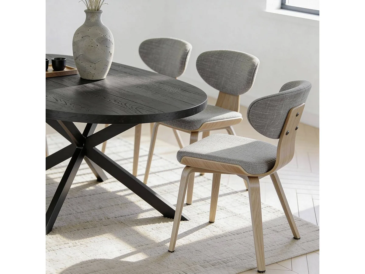 Chaise en bois de sapin et tissu gris ardoise Asda (lot de 2)