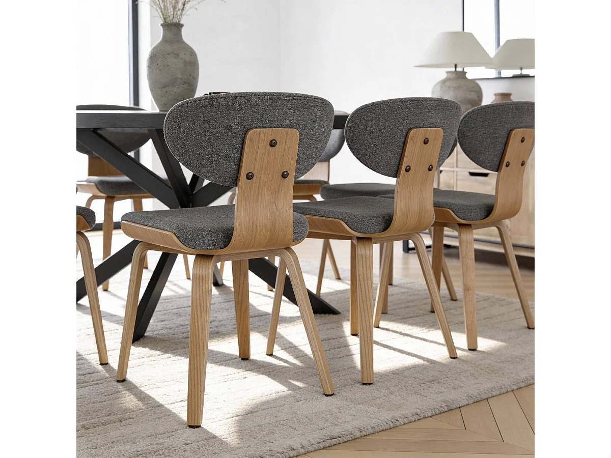 Chaise en bois de sapin et tissu gris ardoise Asda (lot de 2)