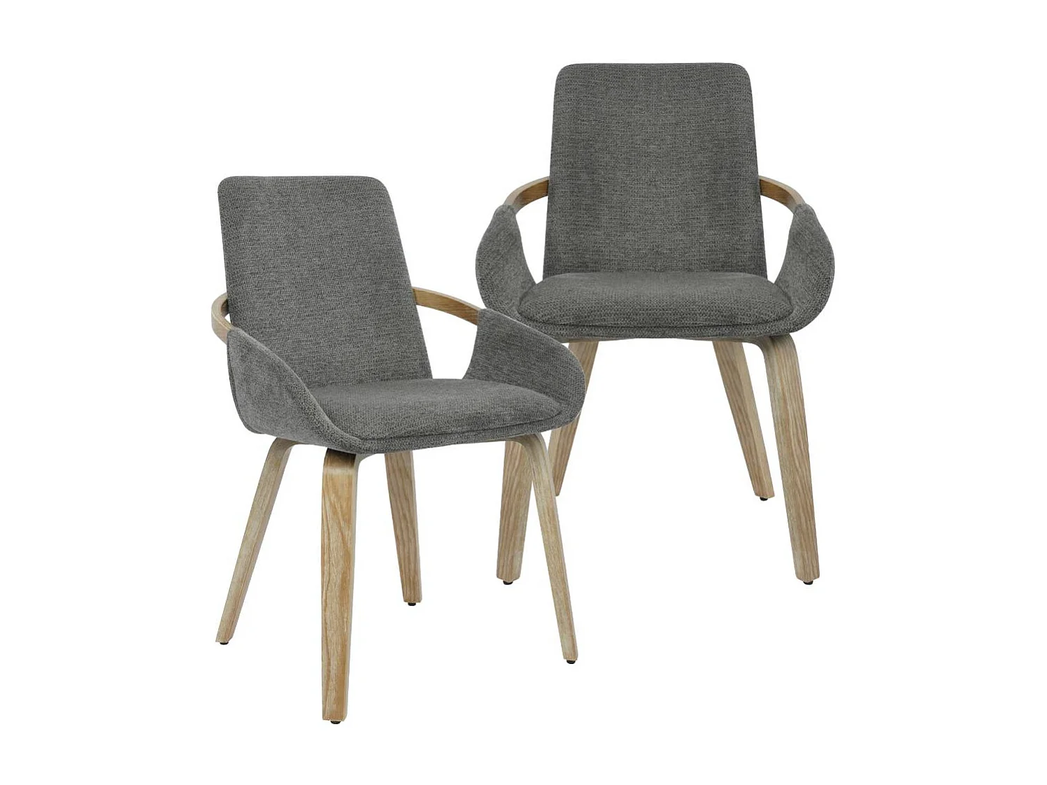 Chaise en bois de sapin et tissu gris chiné Calwen (lot de 2)
