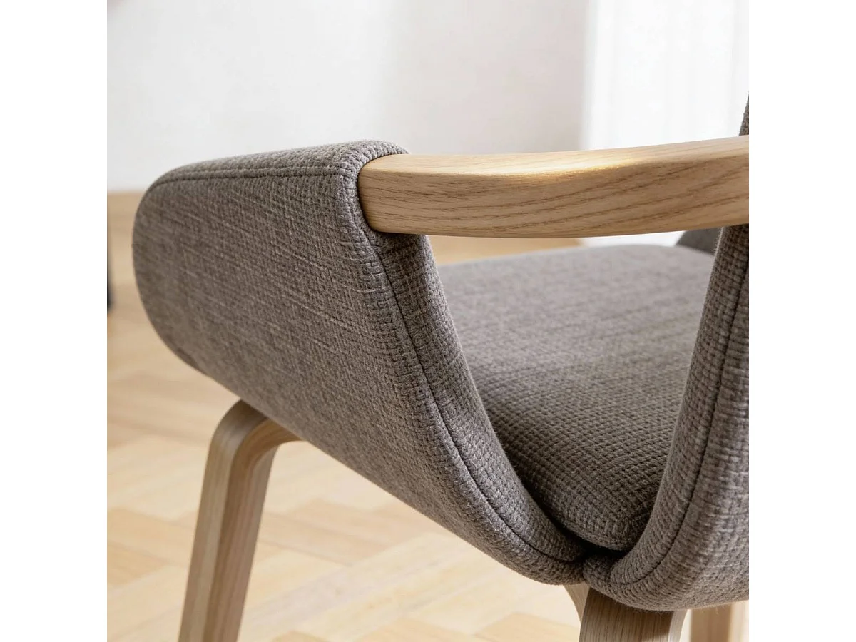 Chaise en bois de sapin et tissu gris chiné Calwen (lot de 2)