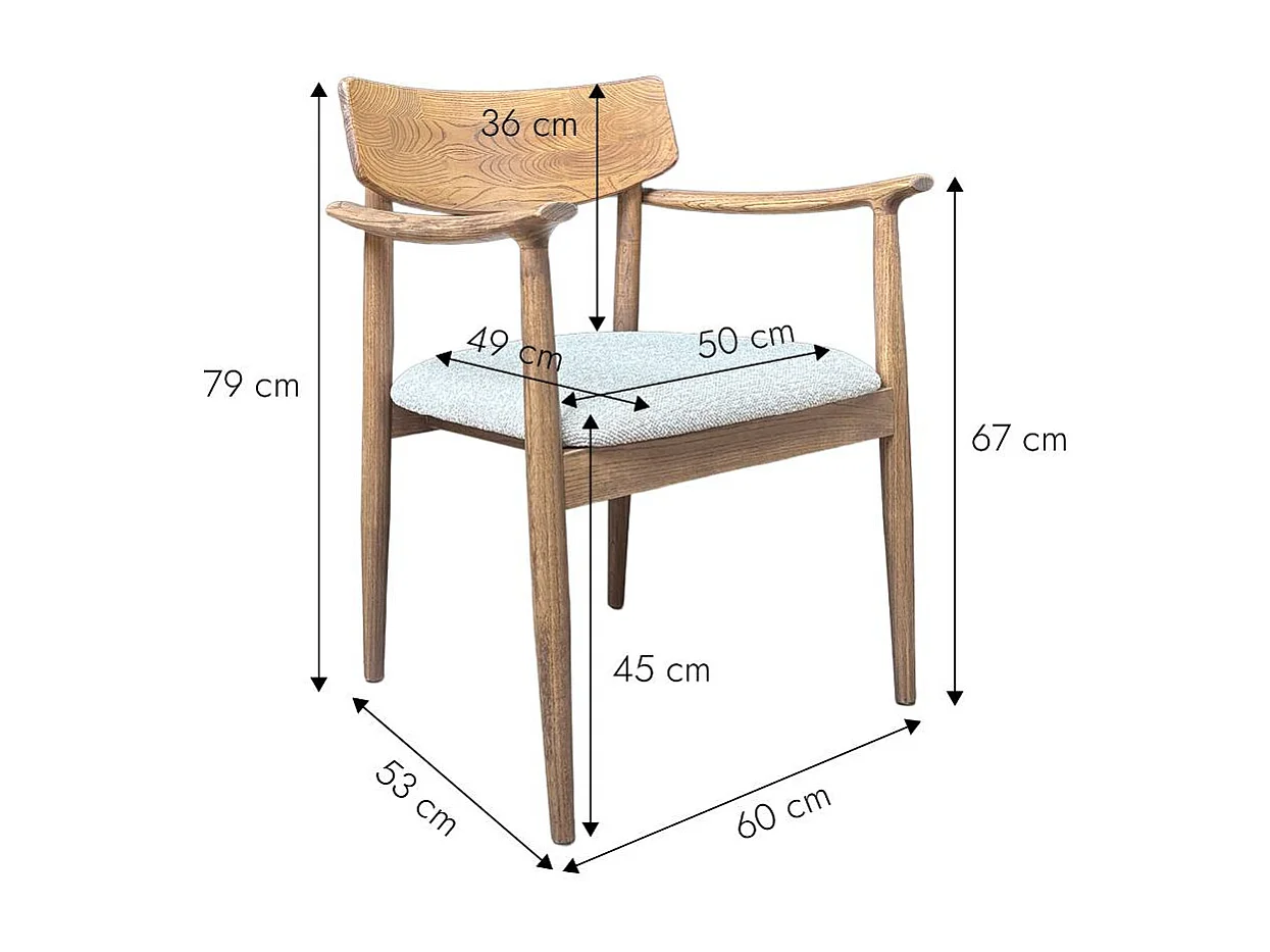 Chaise en bois d'orme et tissu Calyra