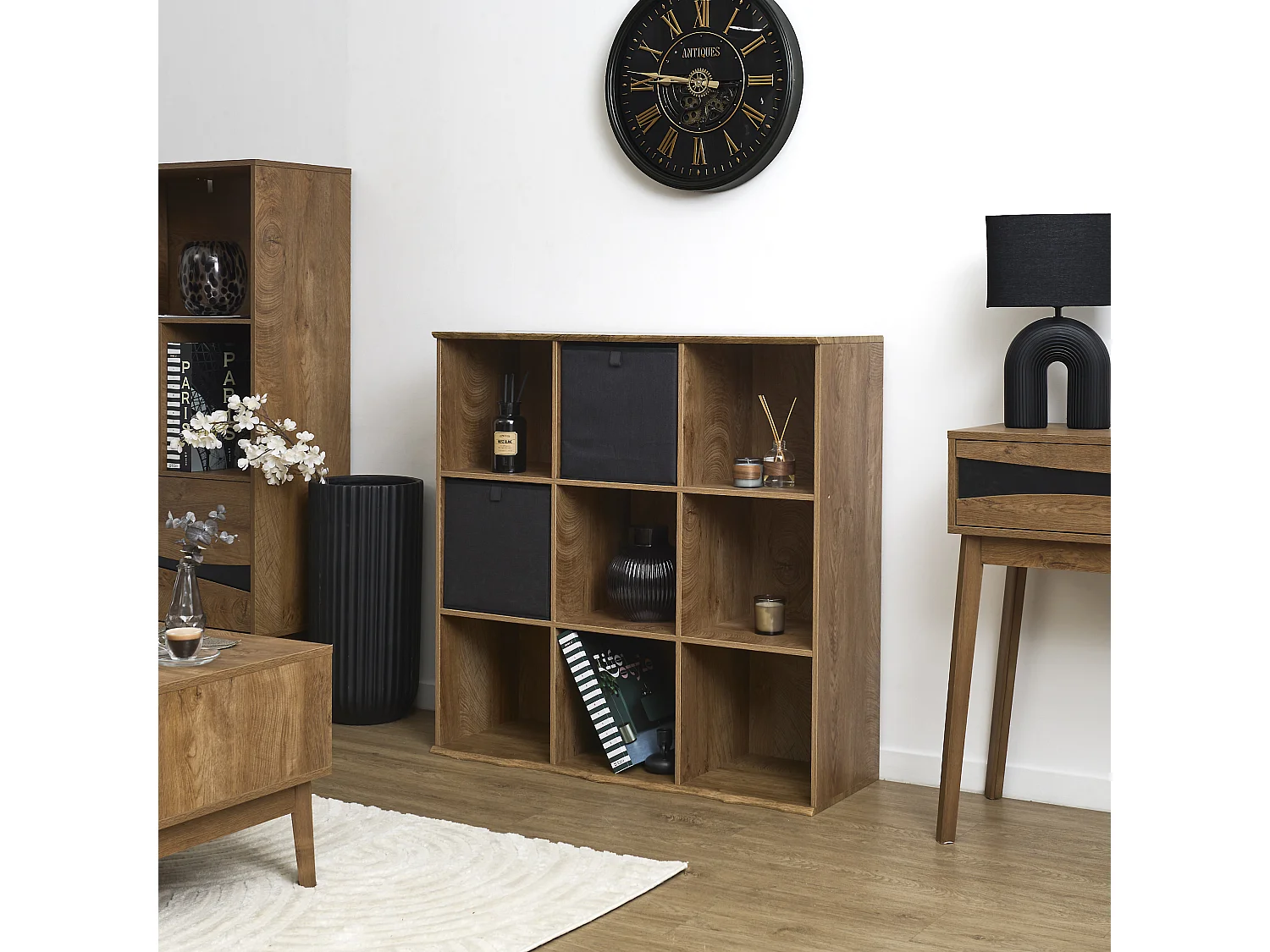 Rangement Modulable 9 Cases Marron