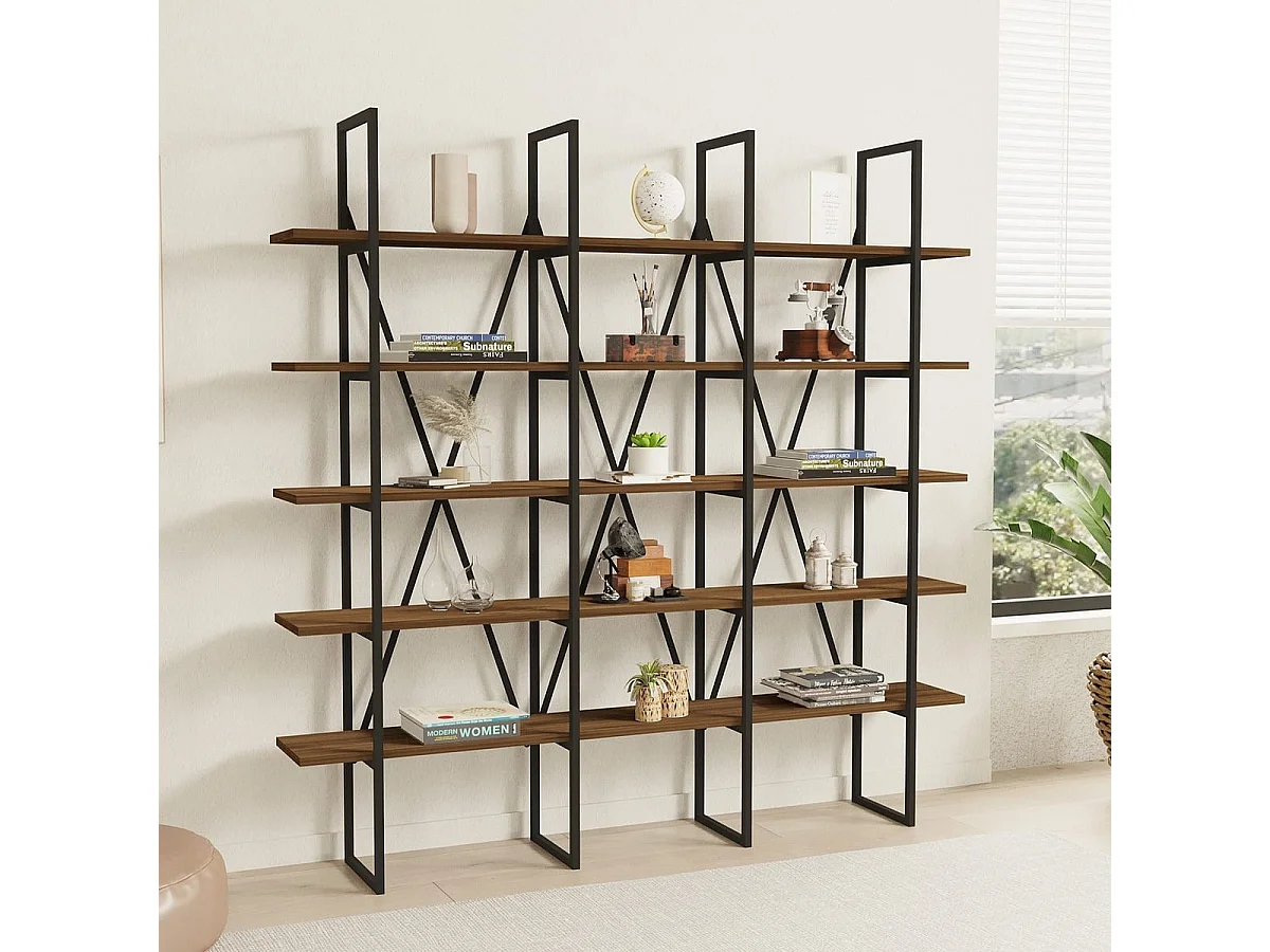 Etagère effet Noyer 5 niveaux 160 cm - Rimini