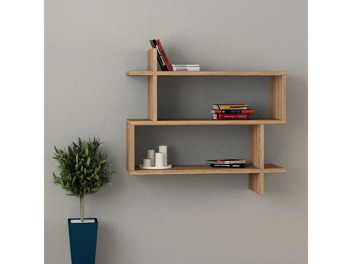 Etagère murale 3 niveaux effet chêne 70 cm - Brava