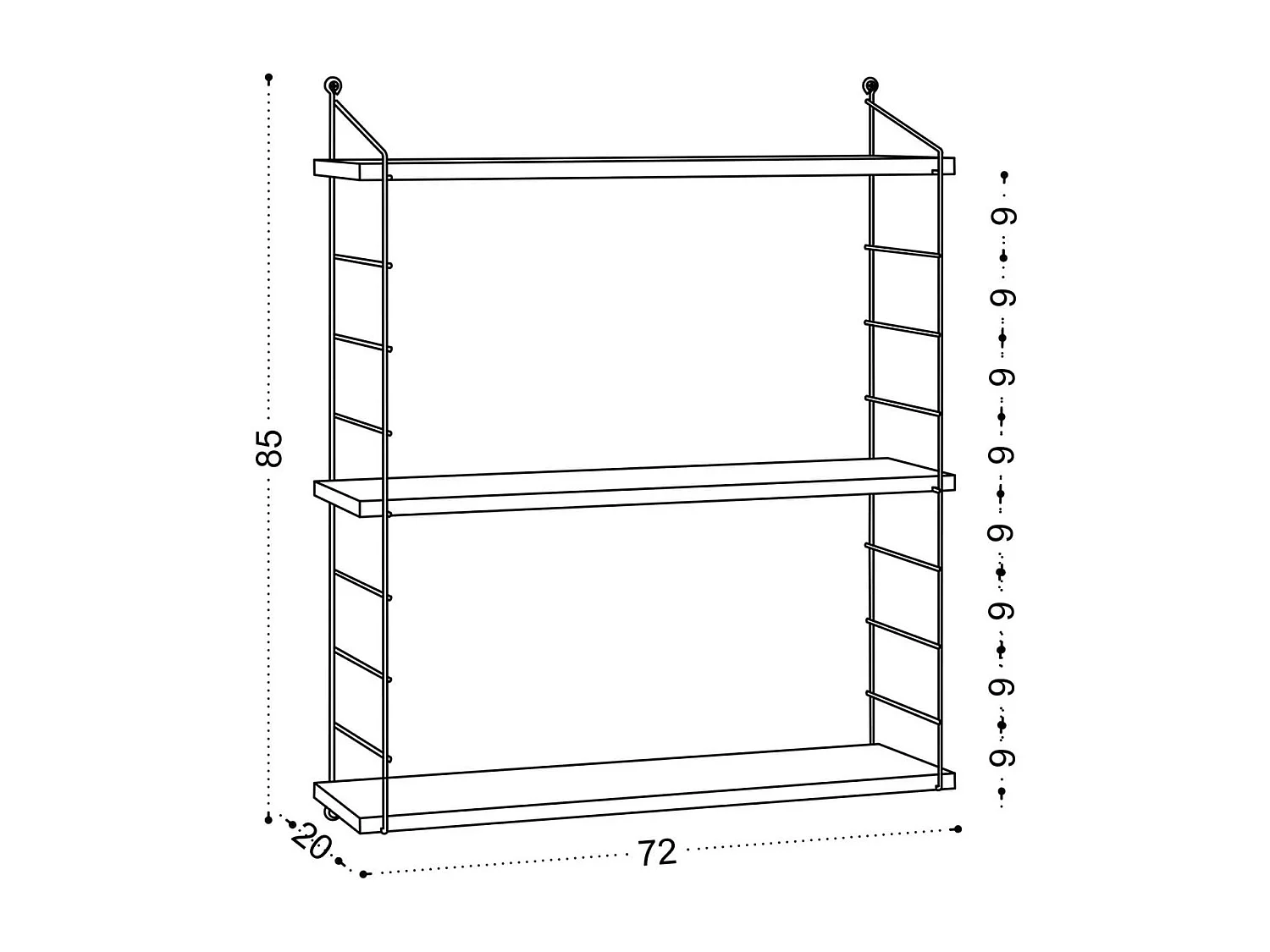 Etagère murale 3 niveaux effet bois 72 cm - Como