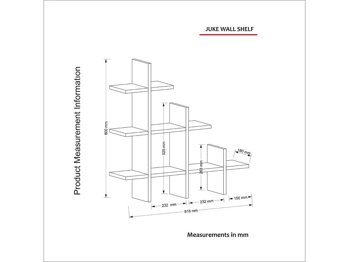 Etagère murale asymétrique 3 niveaux effet Noyer - Faro