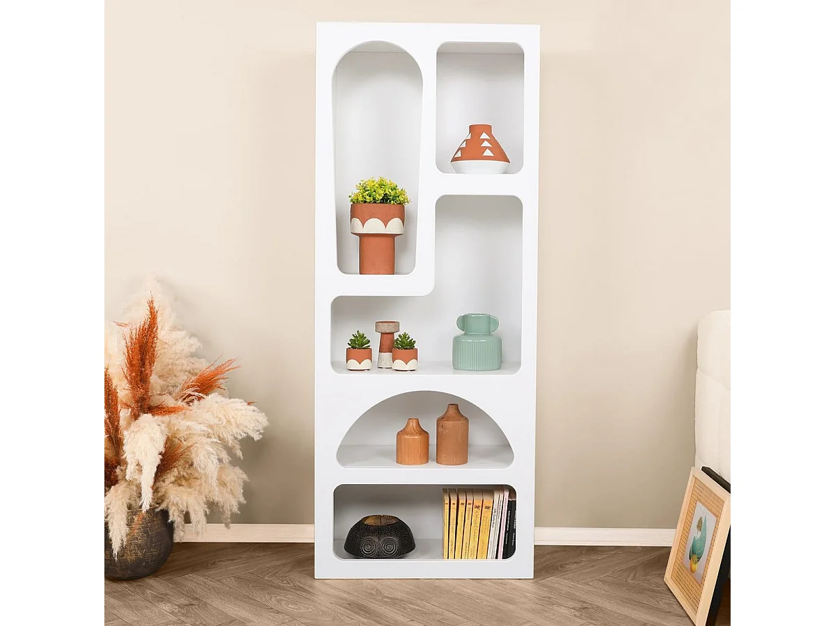 Bibliothèque organique 5 niches blanche 60 cm - Calvia