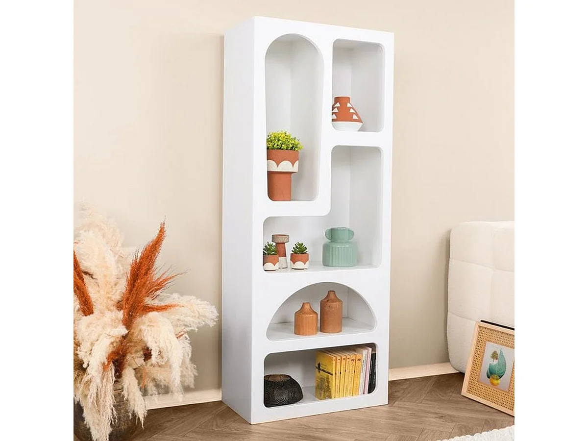 Bibliothèque organique 5 niches blanche 60 cm - Calvia