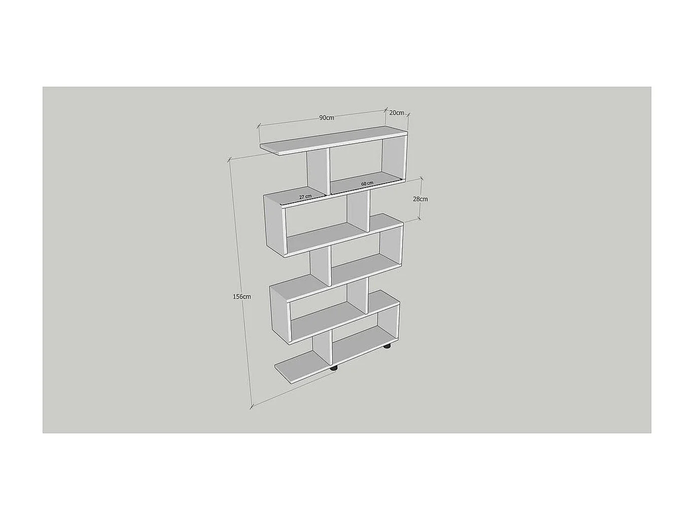 Bibliothèque déstructurée 5 niches effet bois 90 cm - Yara