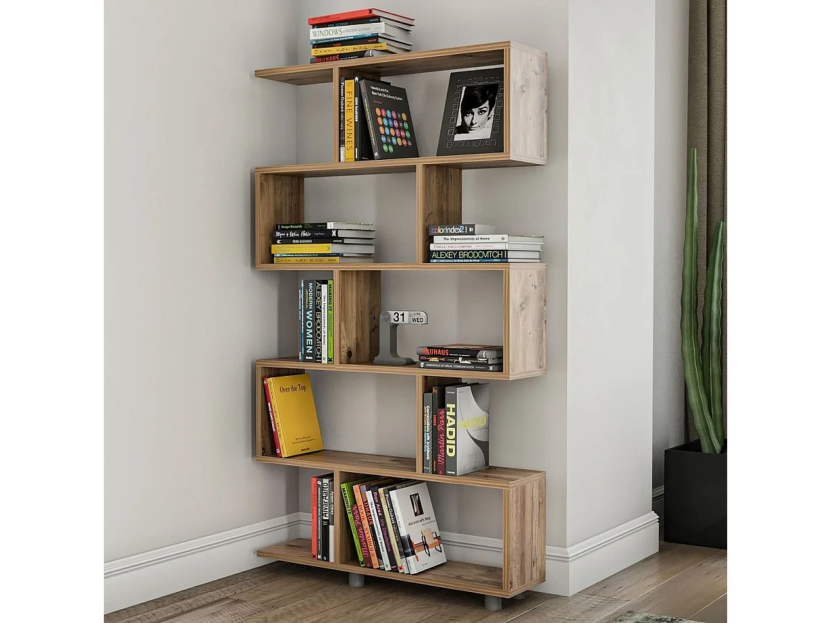 Bibliothèque déstructurée 5 niches effet bois 90 cm - Yara