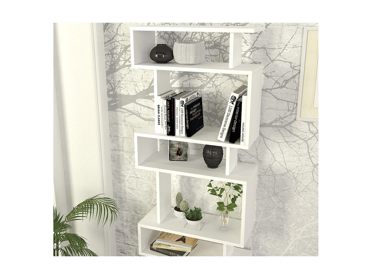 Bibliothèque déstructurée 6 niches blanche 60 cm - Rina