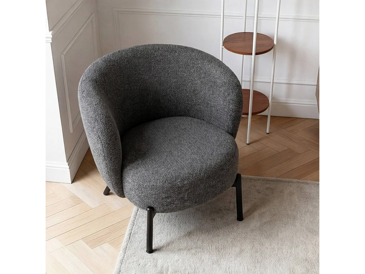 Fauteuil en tissu gris anthracite et pieds en métal Erya