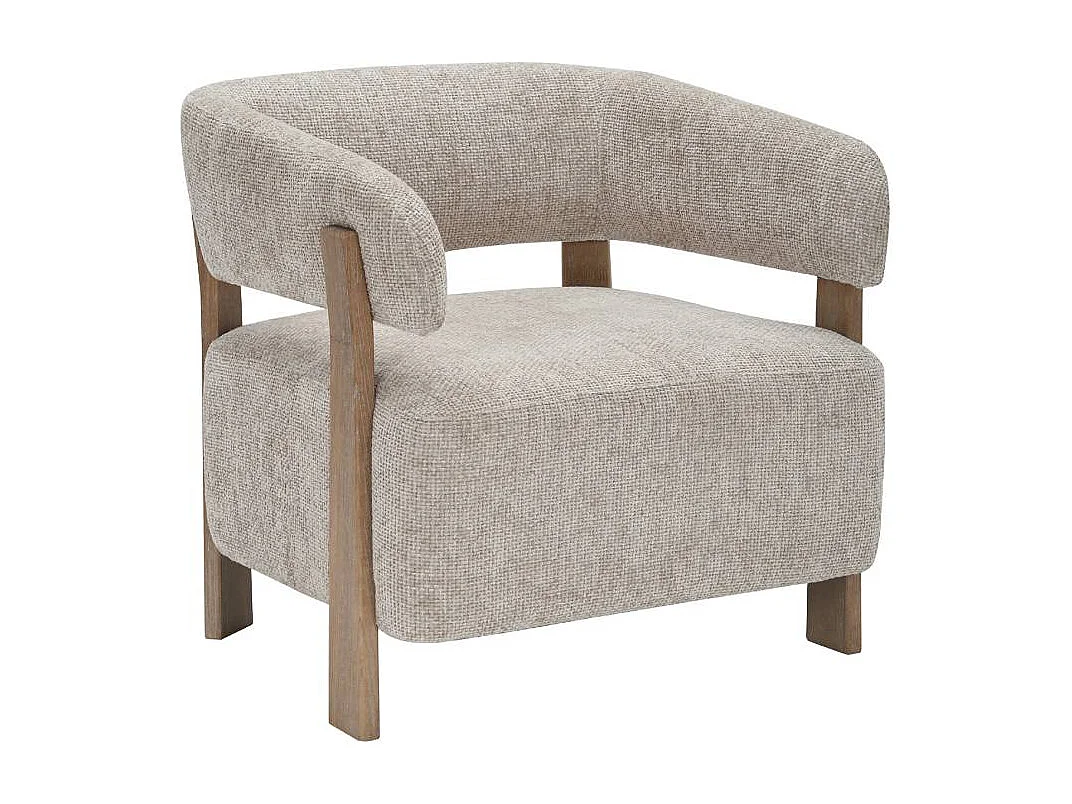 Fauteuil en tissu écru et bois de sapin Valena