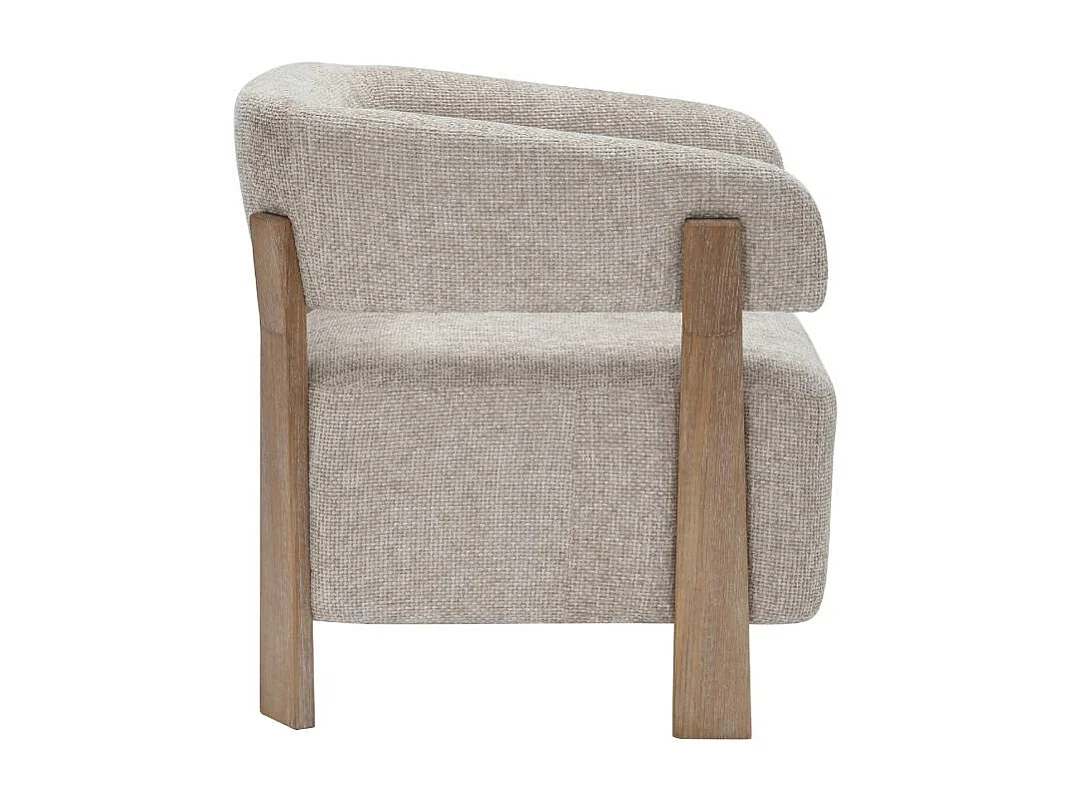 Fauteuil en tissu écru et bois de sapin Valena