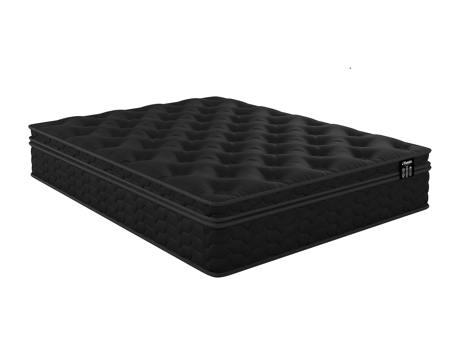 Matelas 180 x 200 cm hybride ressorts ensachés, surmatelas intégré et coutil noir ép.30cm - GAMIANI de YSMÉE