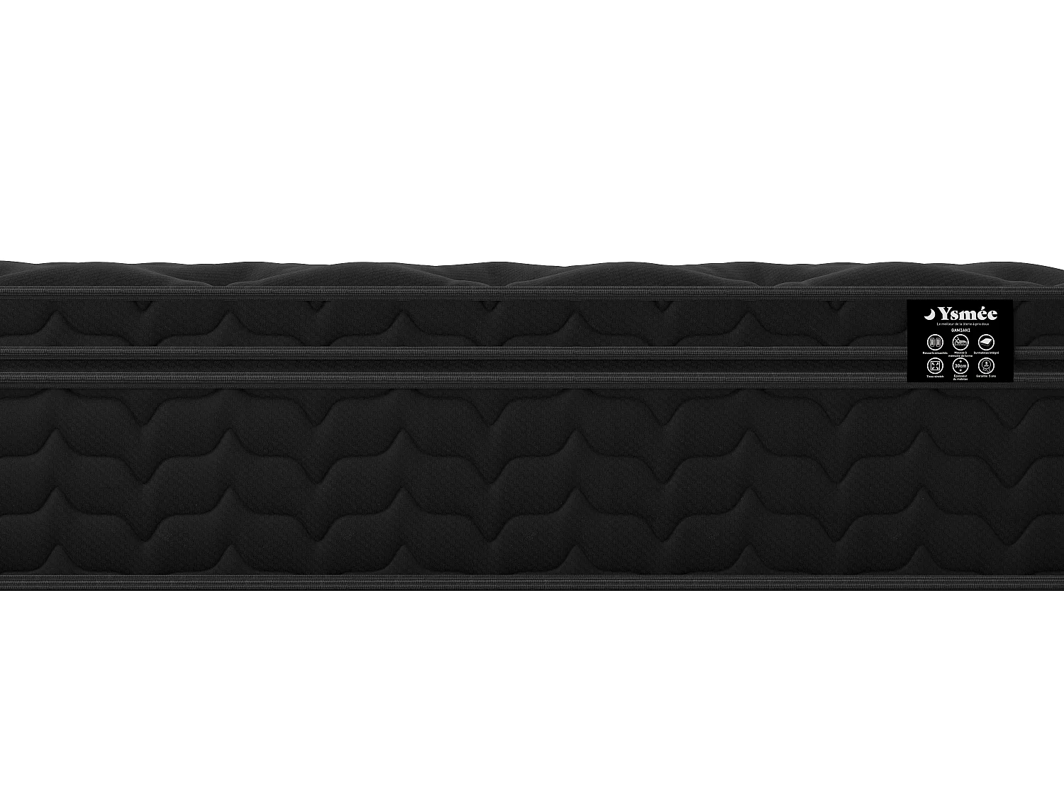 Matelas 180 x 200 cm hybride ressorts ensachés, surmatelas intégré et coutil noir ép.30cm - GAMIANI de YSMÉE