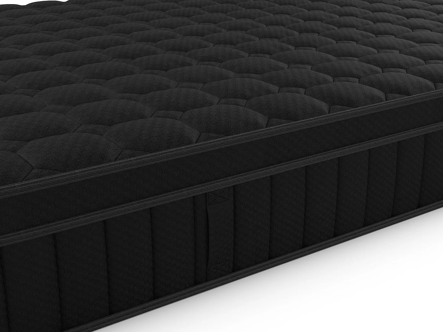 Matelas 160 x 200 cm hybride ressorts ensachés 7 zones, gel à mémoire de forme et coutil noir ép.25cm - TOLCA de YSMÉE