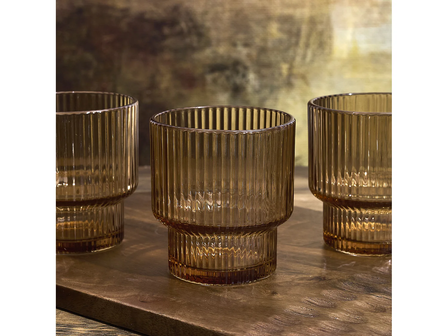 Verre Strie Ambre X4 28cl Jaune